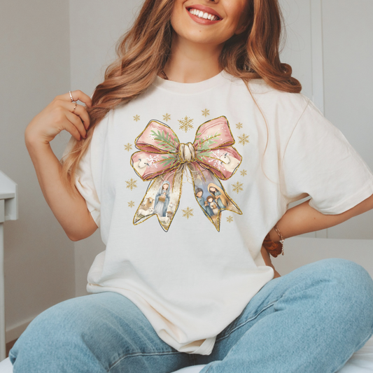 Nativity Scene Bow T-shirt